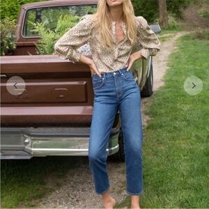 Veronica Beard Ryleigh Slim Straight Jeans/Bright Blue Color/High Rise/27/4